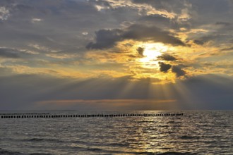 Sunset on the beach of Poel Island, Mecklenburg-Western Pomerania, Germany, Europe