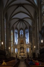 St Mary's Cathedral interior view, the high altar from 1697 in the Gothic choir, Erfurt, Thuringia,