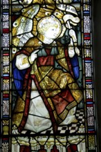 Stained glass angel Gabriel by Charles Eamer Kempe, Church of St Botolph, Burgh, Suffolk, England,