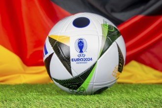 Close-up of the official match ball of UEFA EURO 2024: The 2024 European Football Championship will