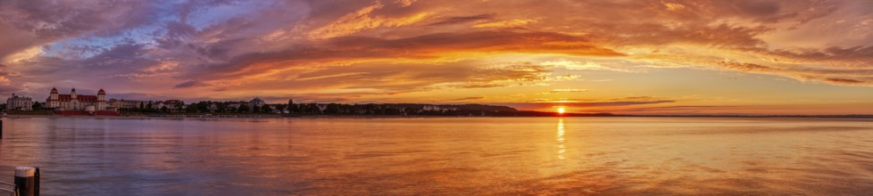 Panoramic view of the sunset over the calm sea, Rügen