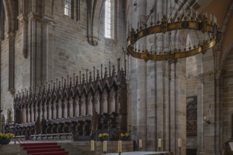 Choir stalls in Bamberg Cathedral Consecration 1237, Bamberg, Upper Franconia, Baysern, Germany,