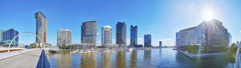 Landscape of Melbourne south wharf skyline at Docklands the yarra river at spring, Australia,