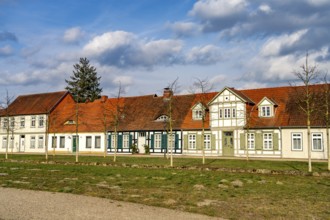 Townhouses on the church square in Ludwigslust, Mecklenburg-Vorpommern, Germany, Europe