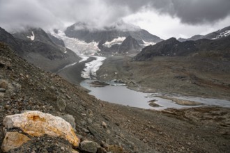 Mountain landscape with glacier Glacier de Cheilon and summit Mont Blanc de Cheilon, Valais,