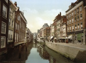 The Steiger Canal, Rotterdam, Holland, c. 1895, Historical, digitally restored reproduction from a
