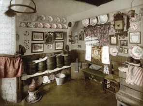 A house, interior view, Marken, island, Holland, ca 1895, Historical, digitally restored