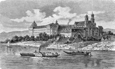 Klosterneuburg on the Danube, Lower Austria, Austria, in 1880, Historical, digital reproduction of