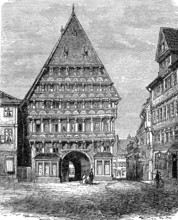 The Knochenbauer Amtshaus in Hildesheim, Lower Saxony, Deutschland, in 1880 / The Knochenbauer