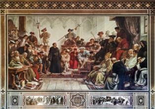 Martin Luther at the Diet of Worms in 1521, mural in the Kaisersaal Goslar by Hermann Wislicenus,