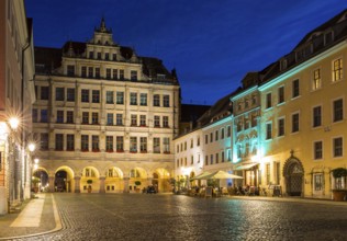 New town hall at Untermarkt by night, Görlitz, Saxony, Germany, Europe
