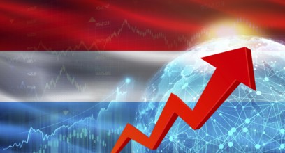 Global financial growth with Luxembourg flag. Financial growth with Luxembourg flag on economic