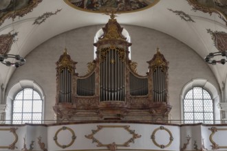 Organ built in 1967, built in the Heilig Kreuz Minster around 1400, Rottweil, Baden-Württemberg,