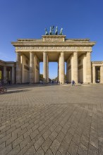Brandenburg Tor under a cloudless blue sky at Pariser Platz in Berlin, capital, independent city,