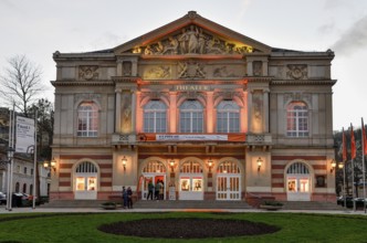 Theatre, blue hour, Baden-Baden, Black Forest, Baden-Württemberg, Germany, Europe