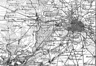 Topographic map of the capital Berlin and surroundings, Potsdam, Havel, Spandauer Forst, Jungfern