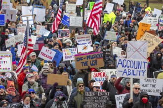 Lansing, Michigan USA - 5 February 2025 - People rally at the Michigan state capitol to oppose