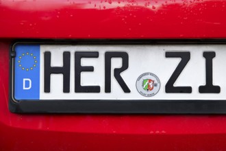 Car licence plate HER ZI, Herne, Ruhr area, North Rhine-Westphalia, Germany, Europe
