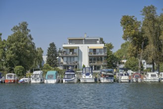 Residential buildings on the Havel, Tegelort, Tegel, Reinickendorf, Berlin, Germany, Europe