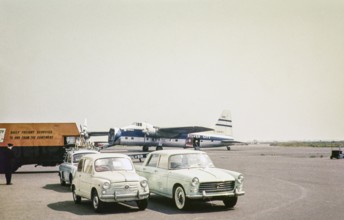 Bristol Superfreighter aircraft G AMWE, Silver City Airways airline air ferry, Ferryfield airport,