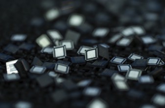 Computer chips are displays after manufacture in a stall, during The Advantage Assam 2.0 Investment