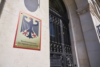 Sign Federal Ministry for Digital and Transport on the building of the ministry, Berlin, Berlin,
