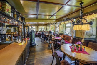 Parlour and bar in the Gasthof Adler, heritage-protected historic country inn, built around 1500,