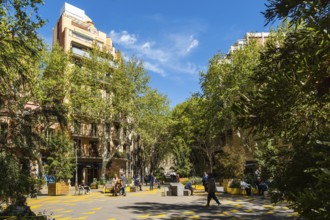 Superblock or Superilla in the Sant Antoni neighbourhood, a heavily car-restricted area of the city