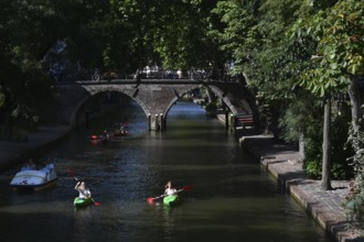 Boats on the Oudegracht canal, Utrecht, Netherlands