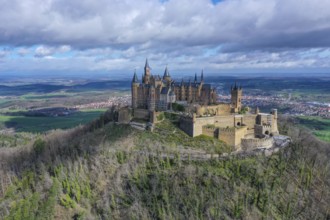 Aerial view of Hohenzollern Castle, ancestral castle of the Prussian royal family and former ruling