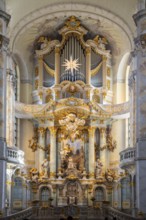 Church of Our Lady, baroque chancel with organ, Dresden, Saxony, Germany, Europe