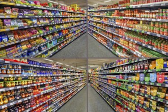 Shelves with groceries in a wholesale store, Allgäu, Bavaria, Germany, Europe
