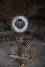 Old abandoned paper factory. Historic and typical factory building as a lost place. Destruction and
