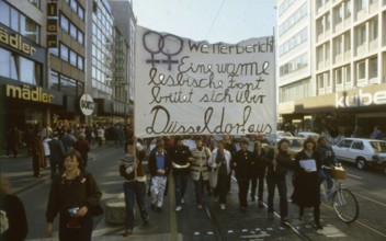 Düsseldorf. Women's demo. Lesbian group. 1981