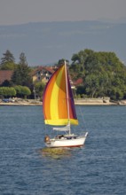 On Lake Constance, sailing boat in motion