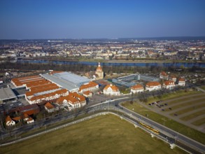 New Dresden Trade Fair Centre in the former Erlwein slaughterhouse.Dresden Sports High School on