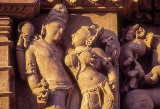 Shiva and Parvathi share an easy familiarity in Parshvanatha temple at Khajuraho, Madhya Pradesh,