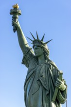 Detail replica of the Statue of Liberty by Frédéric Auguste Bartholdi at the roundabout in the Rte