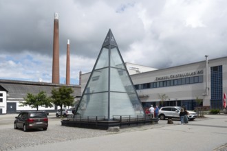Zwiesel Kristallglas AG, the glass pyramid in front of the company, Zwiesel, Lower Bavaria,