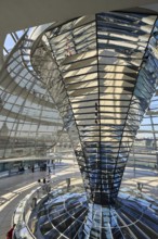 The dome of the Reichstag in Berlin. The architect Sir Norman Foster designed the steel and glass