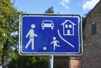 Traffic sign Traffic-calmed area, Play street, Brandenburg, Germany, Europe