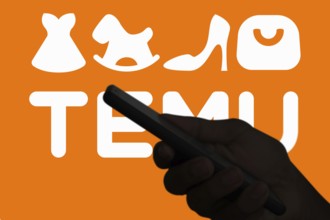Temu logo online marketplace ecommerce on a smartphone and computer in Stuttgart, Germany.