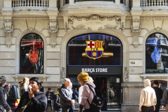 Barca Store on the Ramblas in Barcelona, Spain, Europe