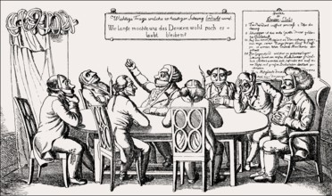 The Thinkers' Club, caricature on the Carlsbad Decrees on 20 September 1819