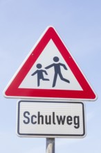 Traffic sign for children, way to school, Germany, Europe