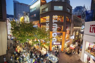 Seoul, South Korea, October 23, 2014: Myeong-dong is a vibrant shopping and tourism district in
