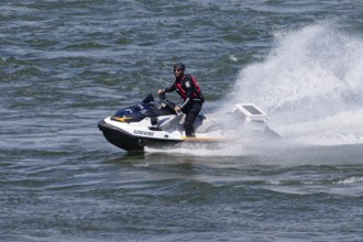 Police patrol with a water scooter, Saint Lawrence River, Montreal, Province of Quebec, Canada,