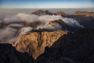Aerial moutain view at the trail to Toubkal, the highest mountain in North Africa
