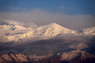 Snow peak in the northern part of the Pamir Mountains near Sary Tash Kyrgyzstan