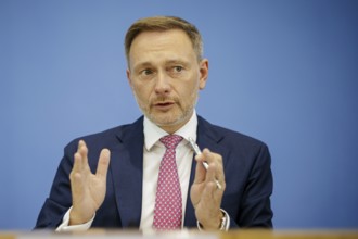 Christian Lindner (FDP), Federal Minister of Finance, presents the 2025 budget at the BPK. Berlin,
